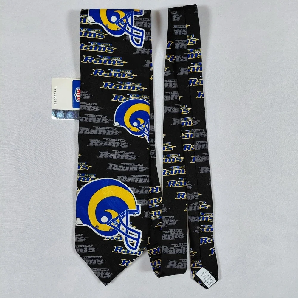 Vintage 1998 St Louis Rams NFL Silk‎ Necktie Black Helmet Logo Ralph Marlin NWT